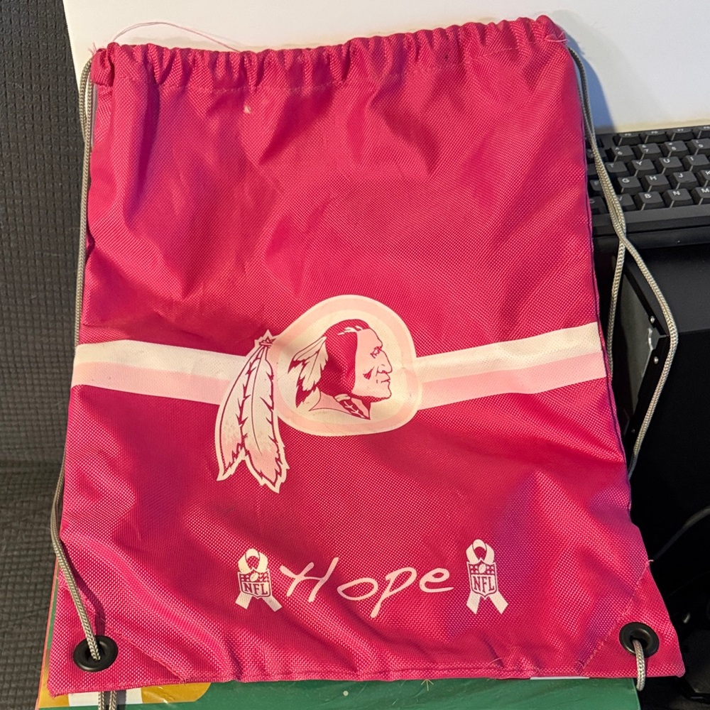 NFL Pink Hope Drawstring Backpack - Breast Cancer Awareness Bag